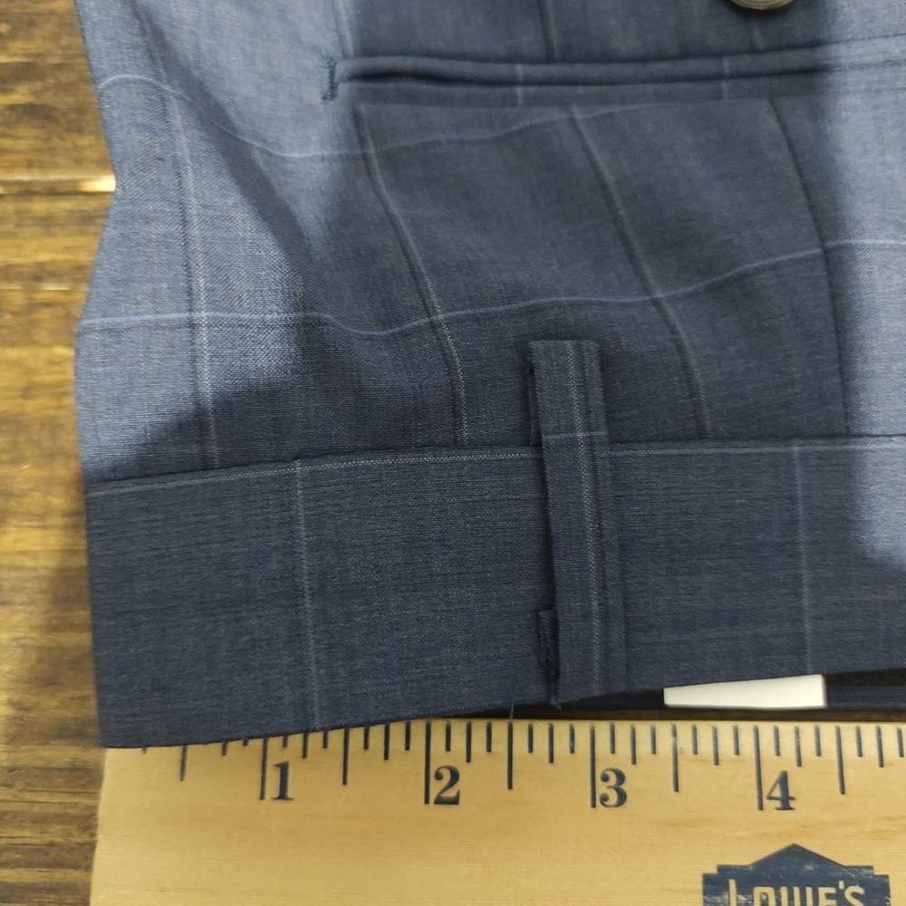 Ralph Lauren Mens Pants Flat Front Navy Plaid Poly Wool Size 44 / UNFINISHED - Picture 9 of 10